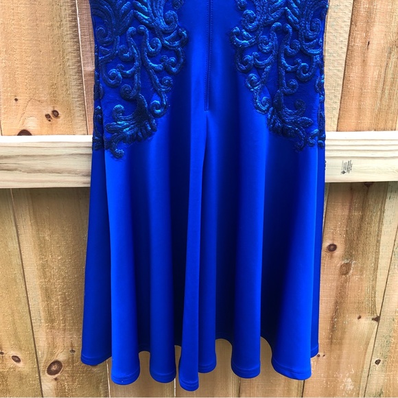 Tadashi Shoji Royal Blue Sheath Dress with Paisley Sequins Medium - Picture 7 of 12